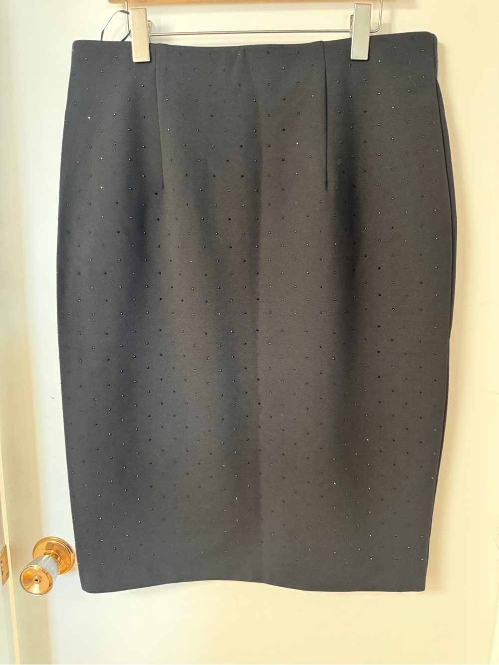 Laura Black Rhinestone Pencil Skirt Size 16 Stretch Midi Evening Workwear NWOT
